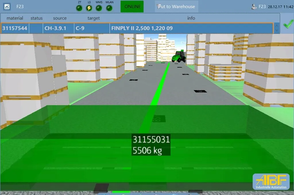 Software für Staplerleitsystem - Ansicht im Stapler