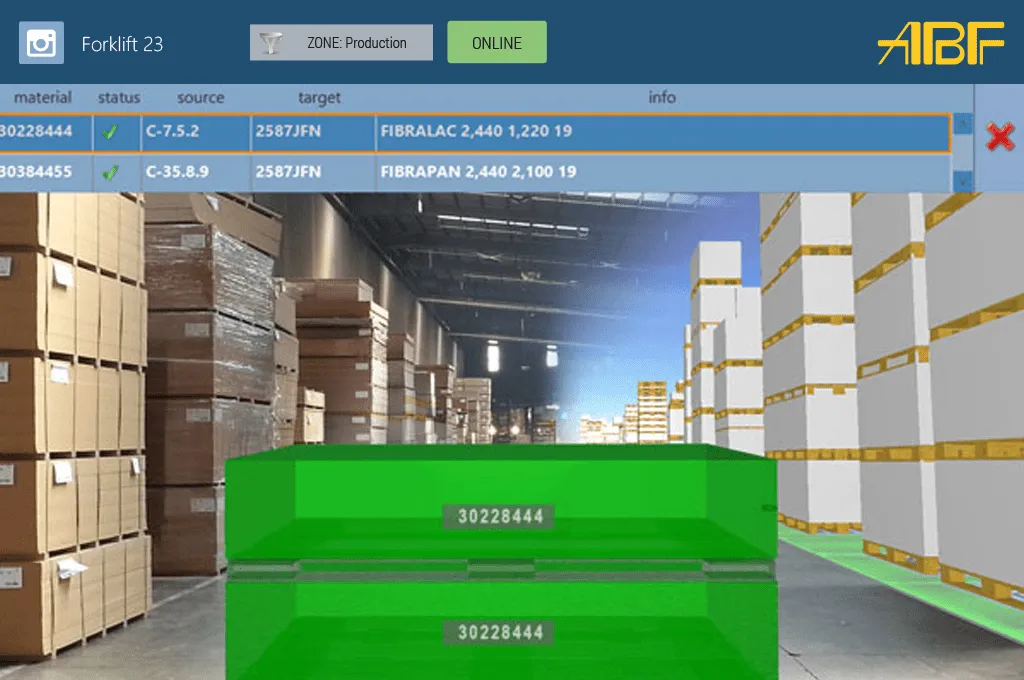 Software für Staplerleitsystem - Ansicht im Stapler