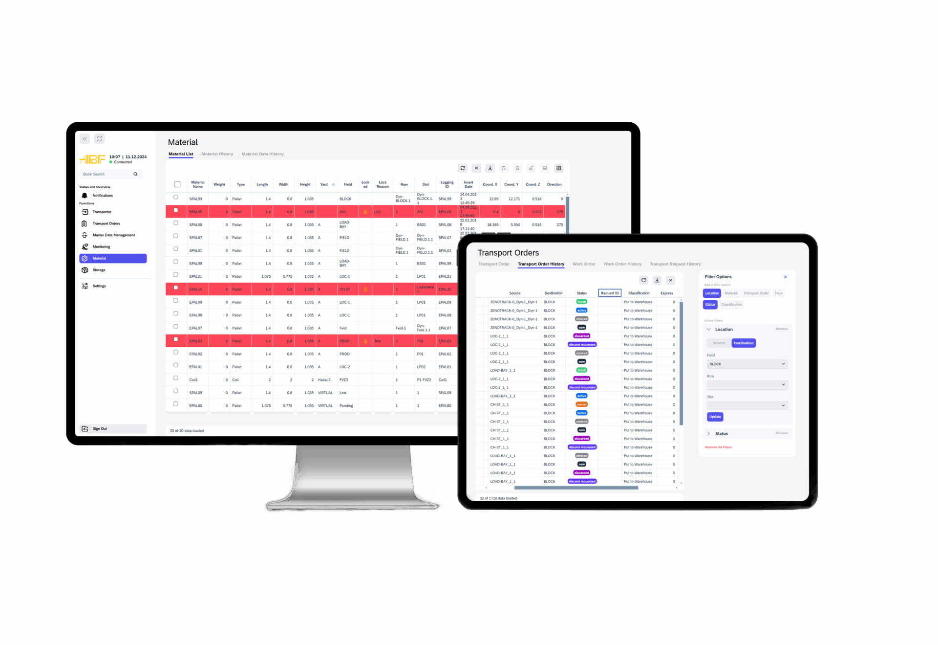 Warehouse Management System Software auf einem Desktop und Tablet