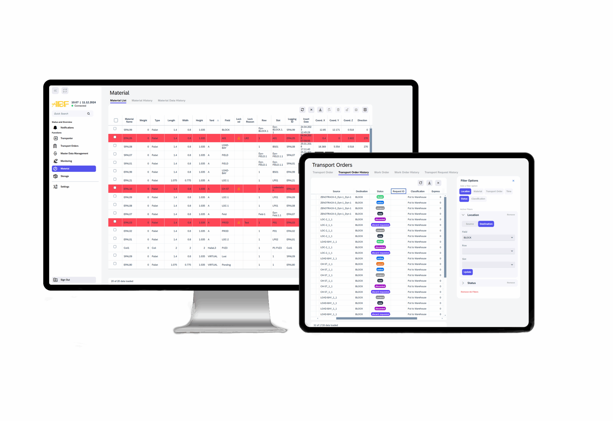 Warehouse Management System Software auf einem Desktop und Tablet