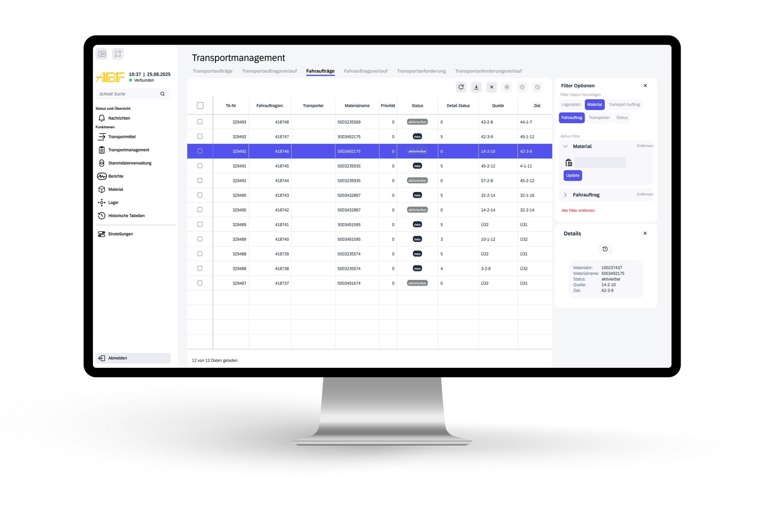 Transportaufträge eines Lagerverwaltungssystems